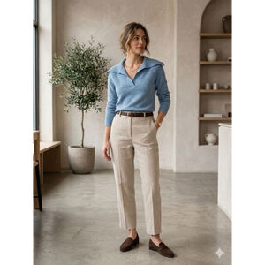 Women's White House Black Market Blue V-Neck Sweater M